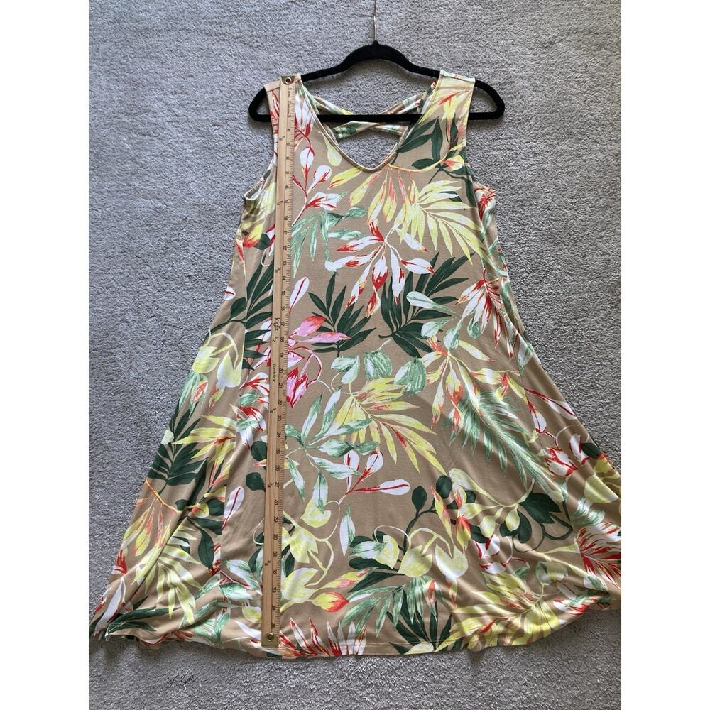 Style & Co Hawaiian Floral Swing Dress Size Large Sleeveless Tropical Cruise - Picture 6 of 7